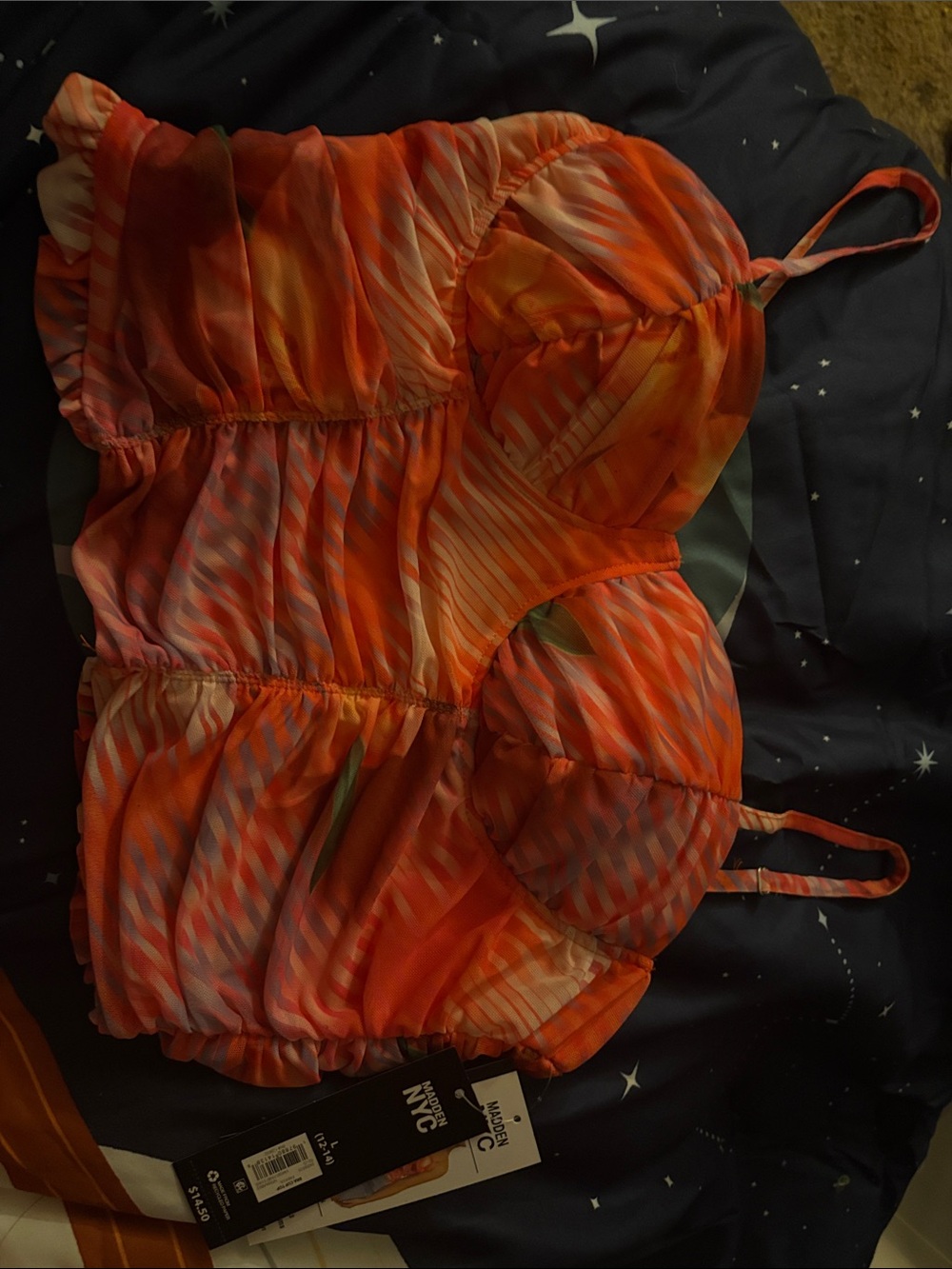 Women's Orange Striped Babydoll Chemise